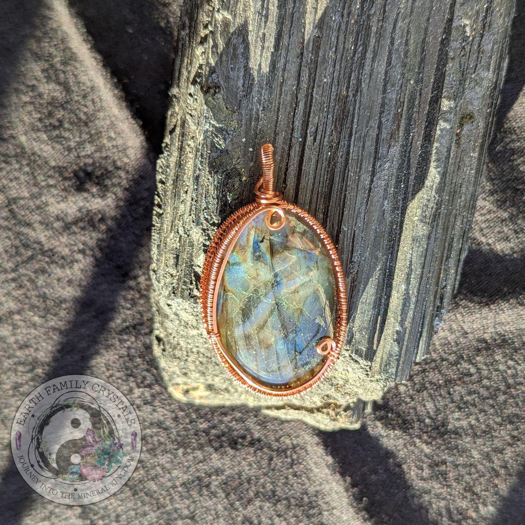Copper Wrapped Super Flashy Labradotire Pendant ~Handcrafted in the USA~ - Earth Family Crystals