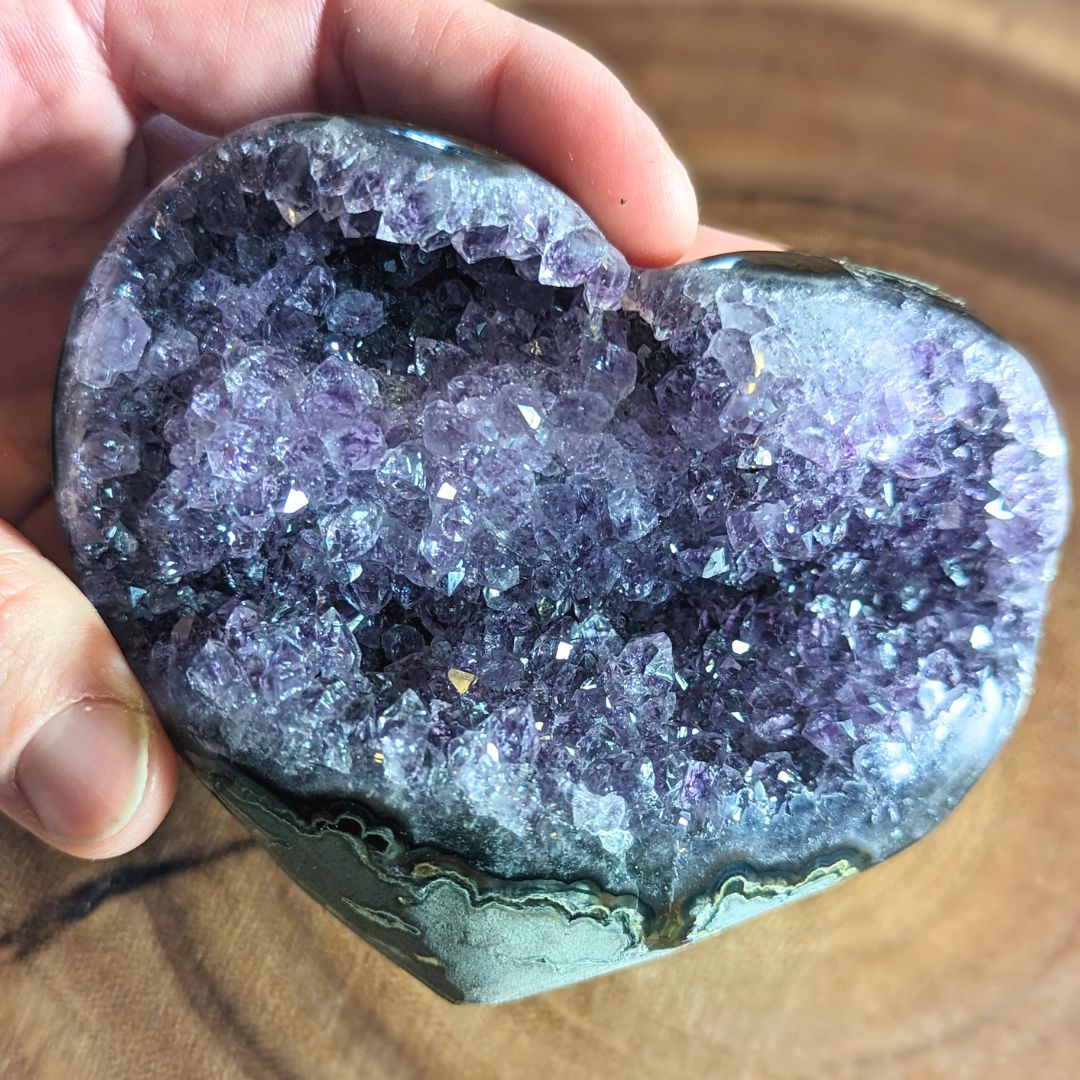 TUSCON MEETS TWILIGHT~ Medium, Natural Uruguay Amethyst Heart Geode Carving - Earth Family Crystals