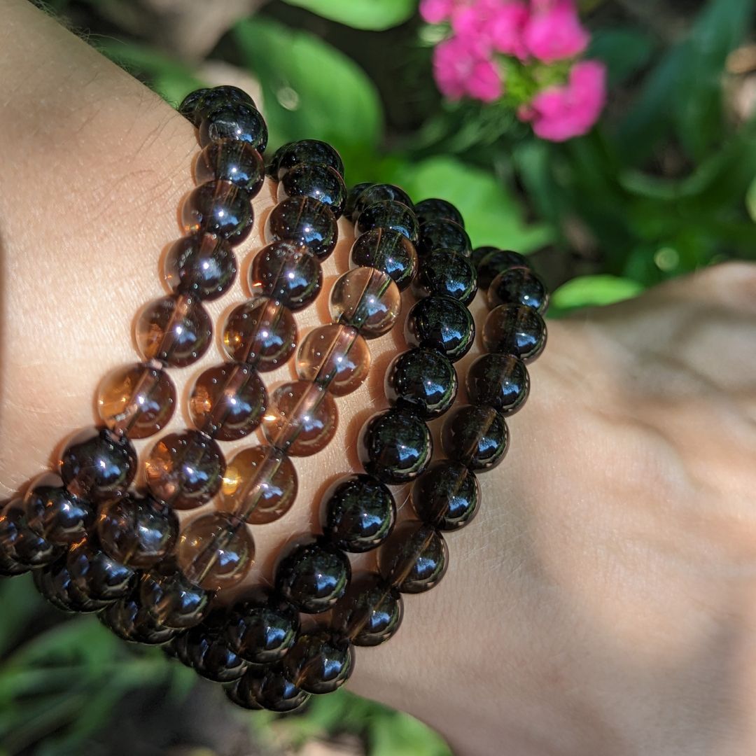 Deep Dark Smoky Quartz Chunky Stone Bracelet - Earth Family Crystals
