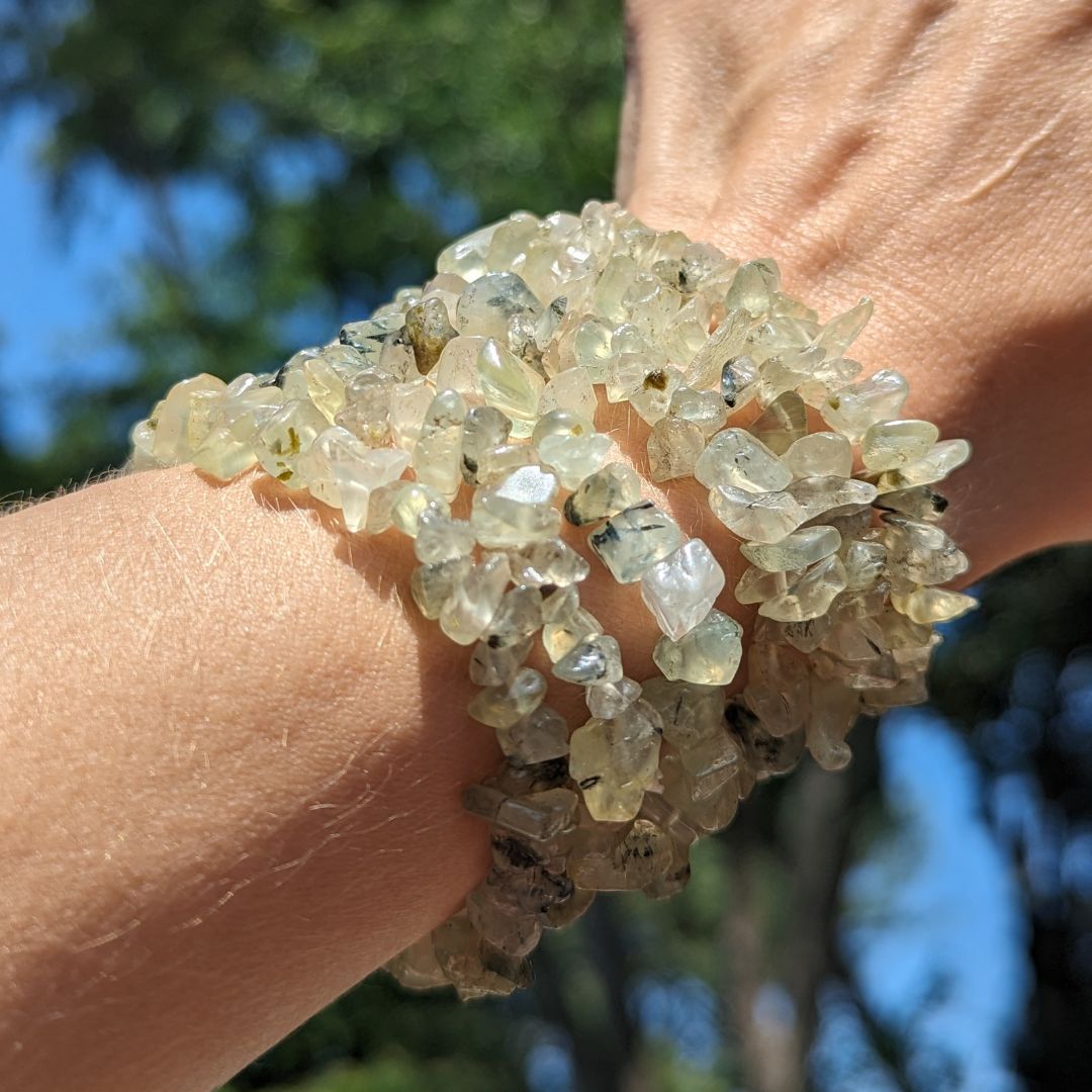 Prehnite Chip Stretchy Bracelet ~ The Healer's Healing Stone ~ Soothing Green Heart Chakra Energies - Earth Family Crystals