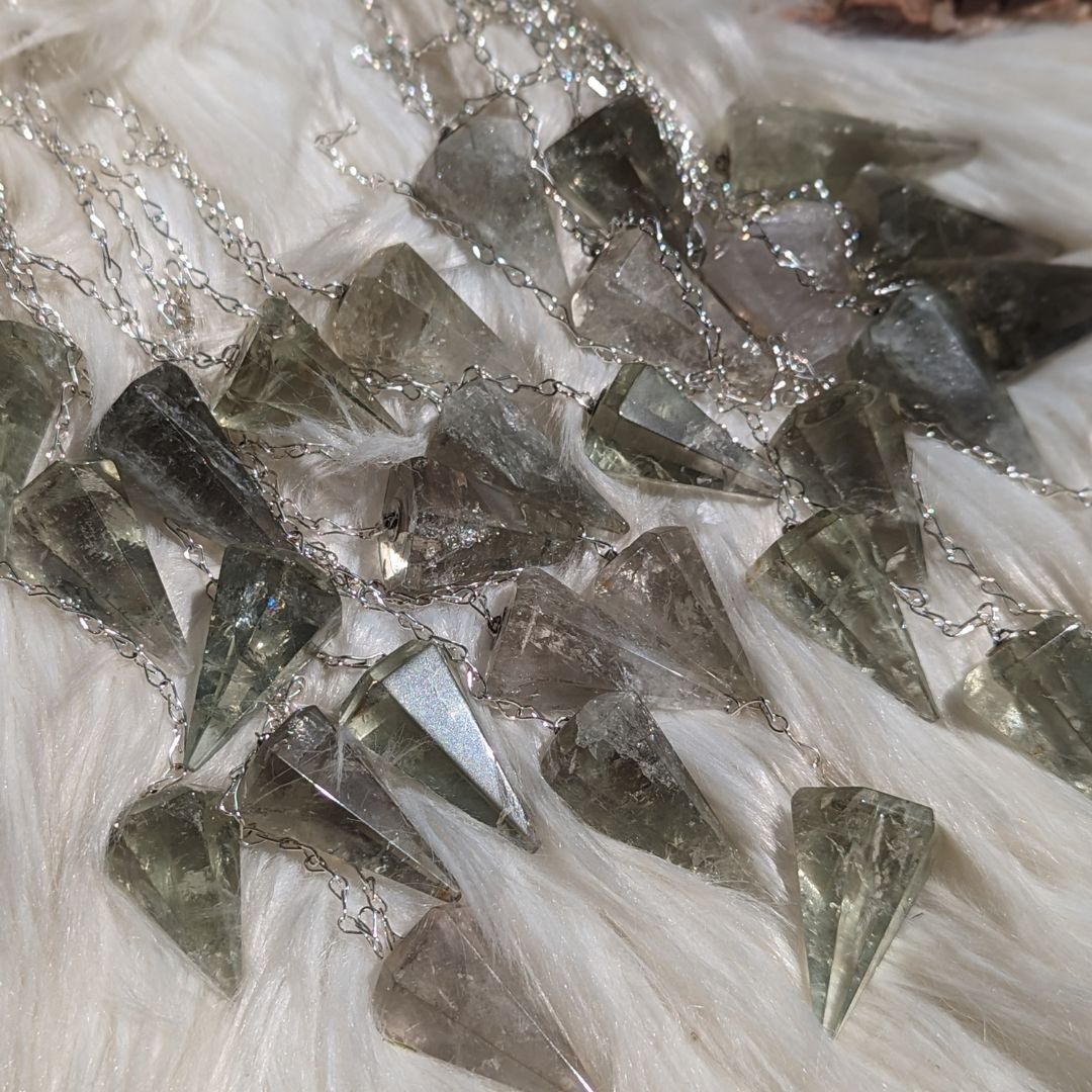 Gorgeous Green Prasiolite Pendulum from Brazil~ Green Amethyst Divination Tool