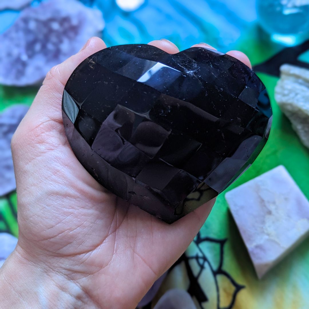 High Quality Deep Brown Faceted Smoky Quartz Heart from Brazil~ Ideal for Crystal Healing and Reiki Healing or Practitioners