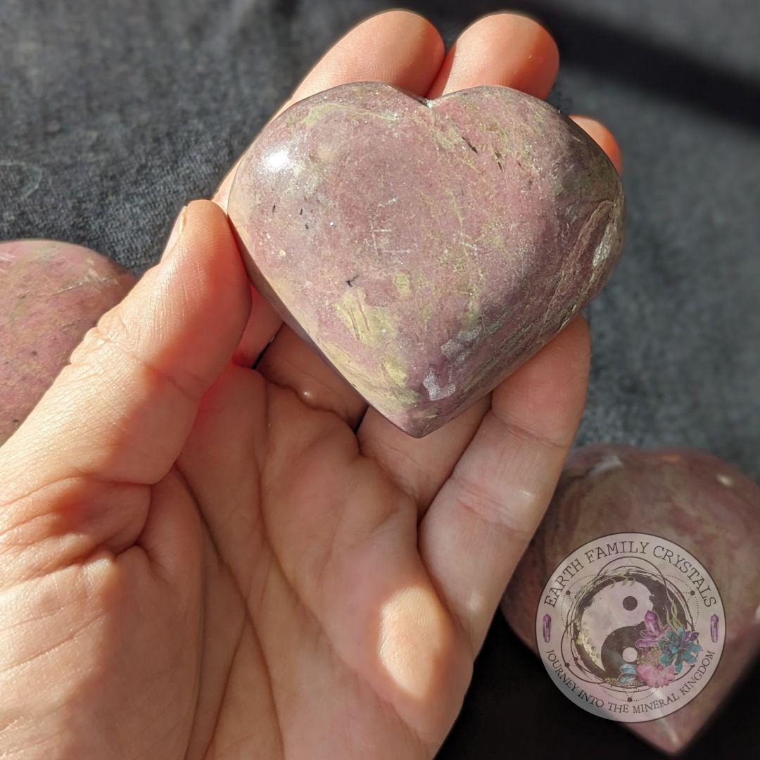 Dreamy Pink Rhodonite Puffy Heart Carving ~ A Loving and Sweet Healer - Earth Family Crystals