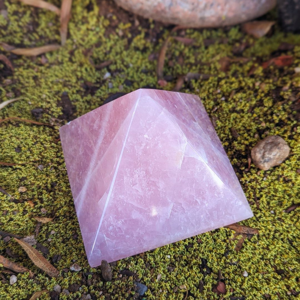 Tucson Exclusive! Large High Grade Natural Rose Quartz Carved Pyramid from Brazil ~ Beautiful Natural Pink Rose Quartz - Earth Family Crystals