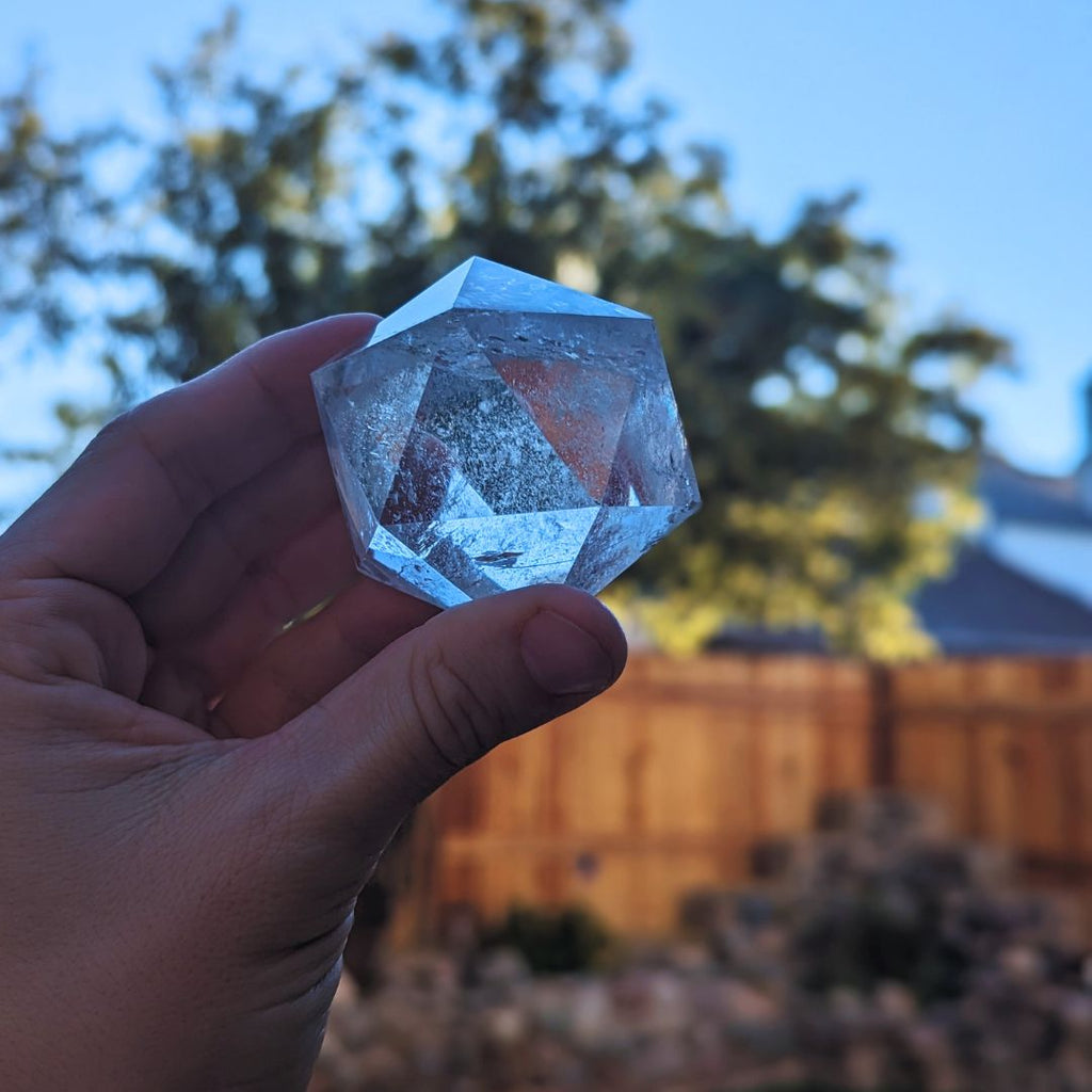 Amazing Clarity Natural Brazilian Quartz Platonic Solids 6 piece Set ~Tucson Exclusive Large Carved Sacred Geometry Set Clear Quartz from Brazil - Earth Family Crystals