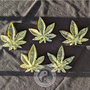 Serpentine and Pyrite 420 Leaf Carvings - Earth Family Crystals