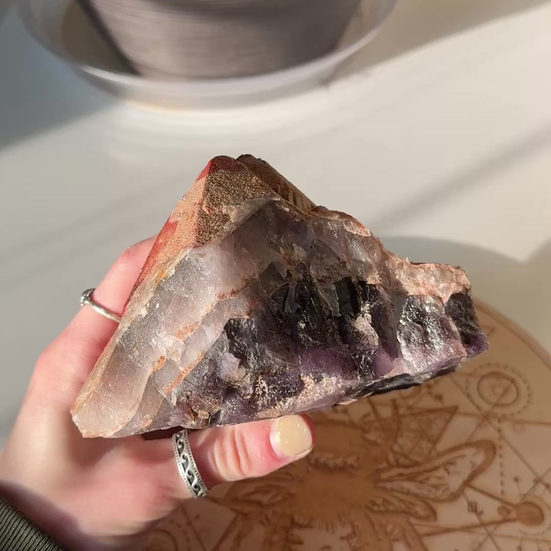Load video: Jumbo Auralite 23 Cluster of Points with Shimmering Hematoid Caps and Record Keepers