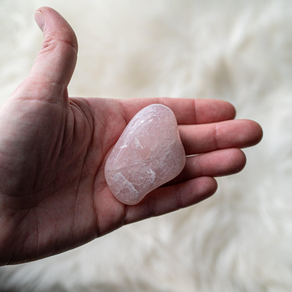 Sweet Candy Pink Rose Quartz B Grade from Brazil~ Medium Hand Held Palm Stone - Earth Family Crystals