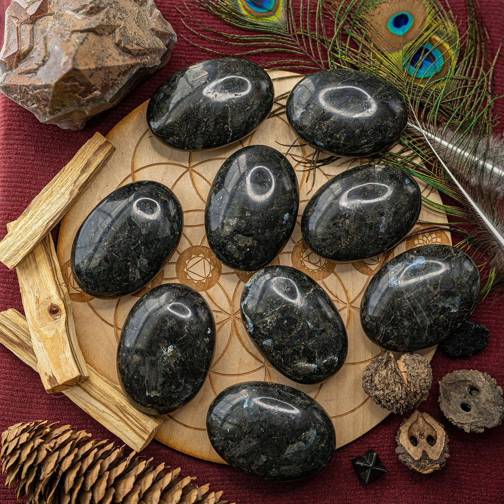 Grounding and  Flashy Nuumite Pillow Stones - Earth Family Crystals