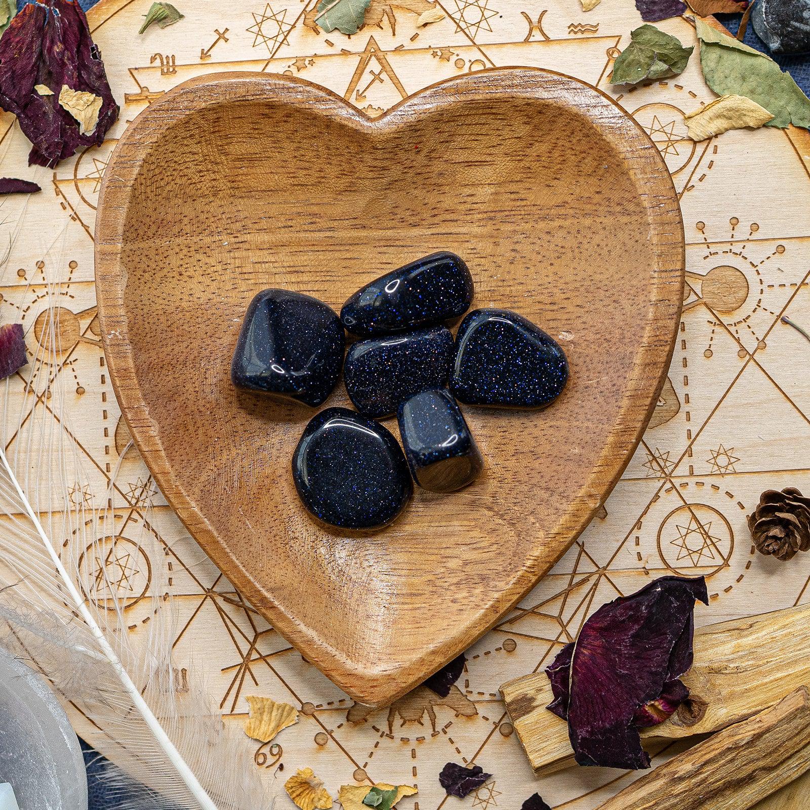 Sparkling ~ Galaxy Blue Goldstone set of 6 Tumbled Stones - Earth Family Crystals