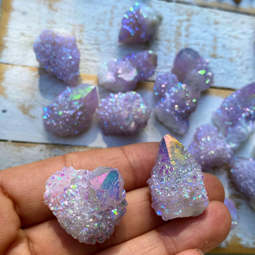 Set of 2~Sweet Shimmering Angel Aura Spirit Quartz Points - Earth Family Crystals
