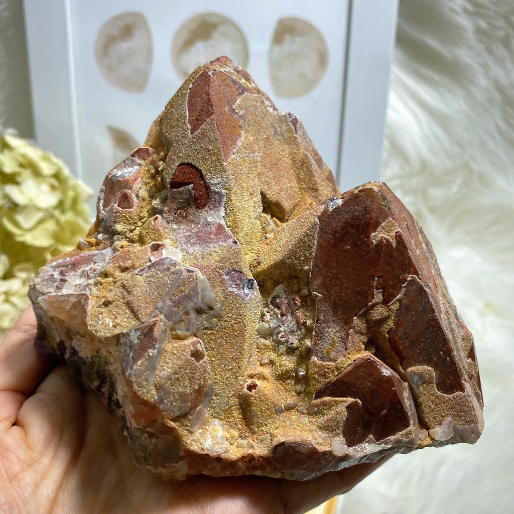 1.1KG Auralite-23 Display Mountain With Red Hematite Points & Record Keepers From Canada - Earth Family Crystals