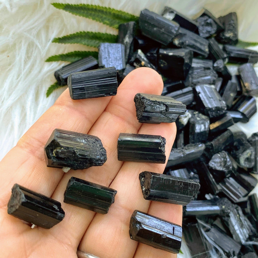 Set of 8 Black Tourmaline Natural Points -Perfect for Crystal Grids! - Earth Family Crystals