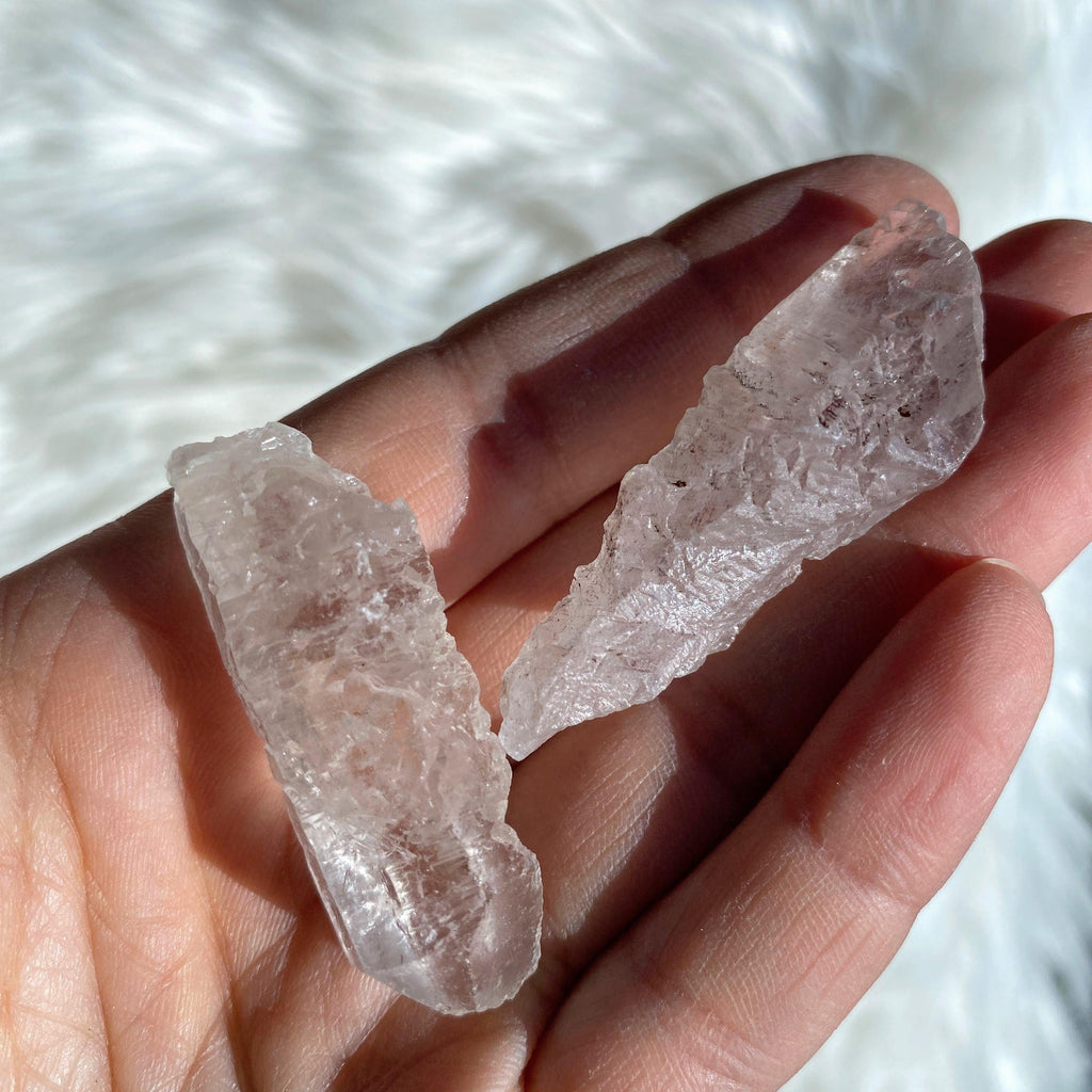 Set of 2 Nirvana Ice Quartz Crystal Points from The Himalayas - Earth Family Crystals