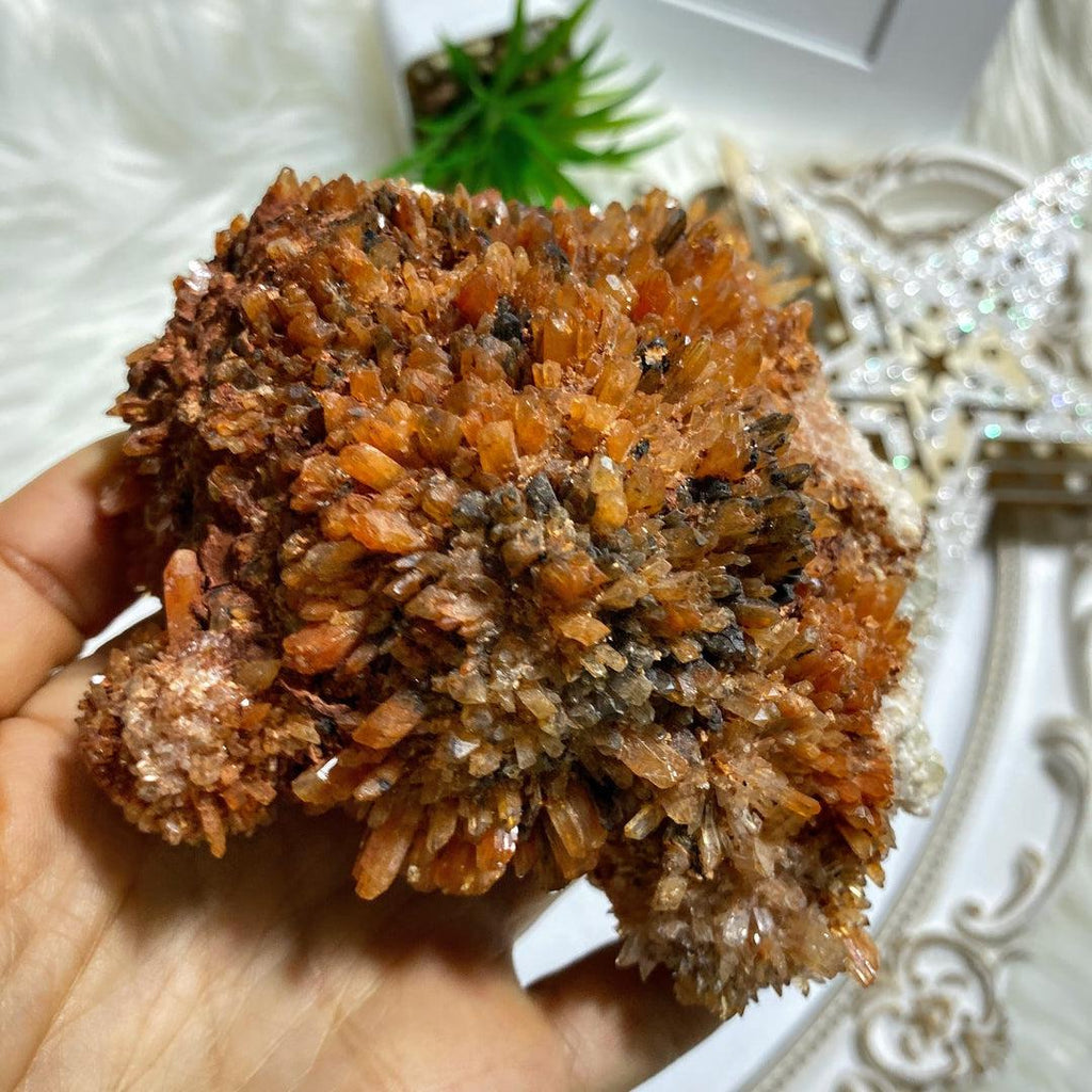 Incredible XXL Sparkling Orange Creedite Geode Specimen ~ Locality Mexico - Earth Family Crystals