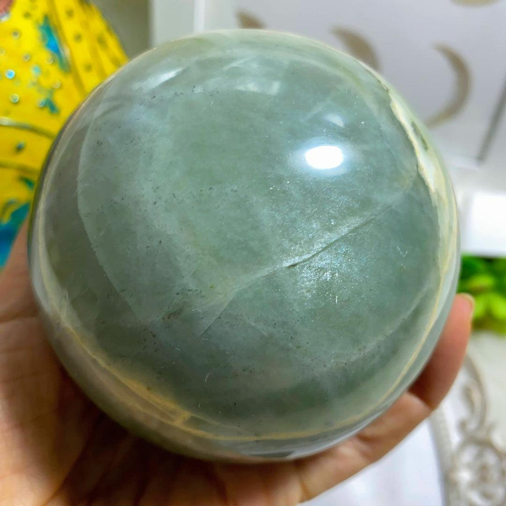 Incredible 1KG Frosty Green XL Garnierite Sphere Carving ~Locality Madagascar - Earth Family Crystals