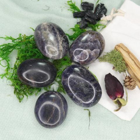 Violet-Blue Iolite Pillow Palm Stones ~ Throat Chakra Clearing - Earth Family Crystals