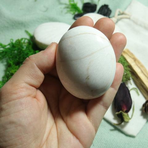 White Scolecite Pillow Palm Stone ~ Beautiful Balanced Energy - Earth Family Crystals