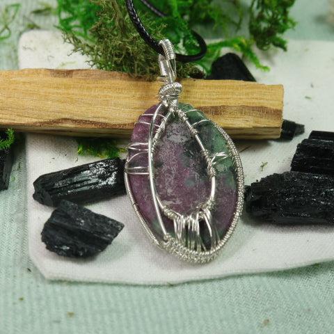 Ruby in Zoisite Tree of Life Wire Wrapped Pendant~ Includes Necklace Cord - Earth Family Crystals