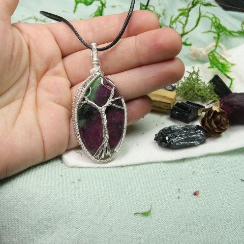 Ruby in Zoisite Tree of Life Wire Wrapped Pendant~ Includes Necklace Cord - Earth Family Crystals