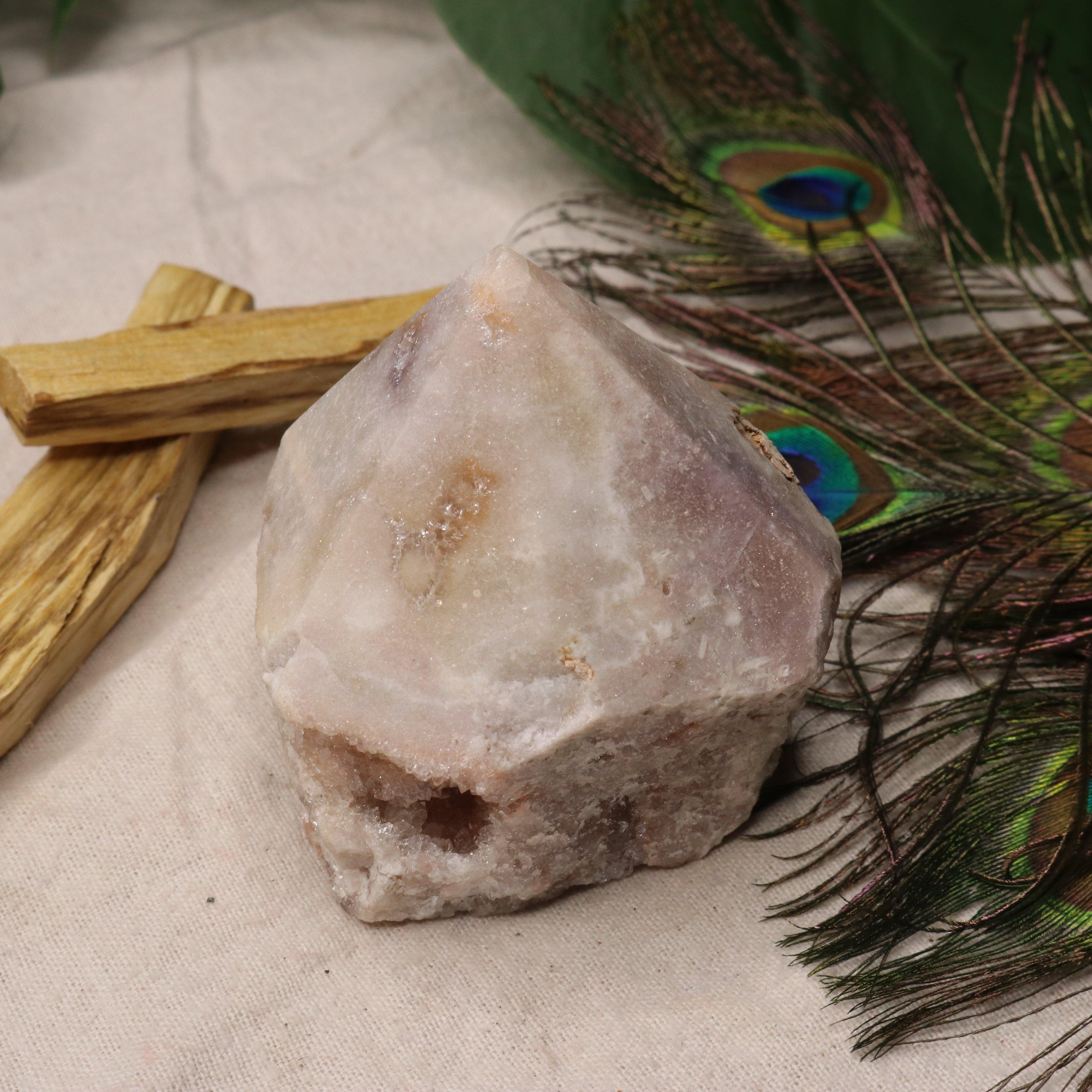 Beautiful Pink Lavender Amethyst Point with Sparkling Druze  ~ Grid Focal Point for Healing Energies - Earth Family Crystals