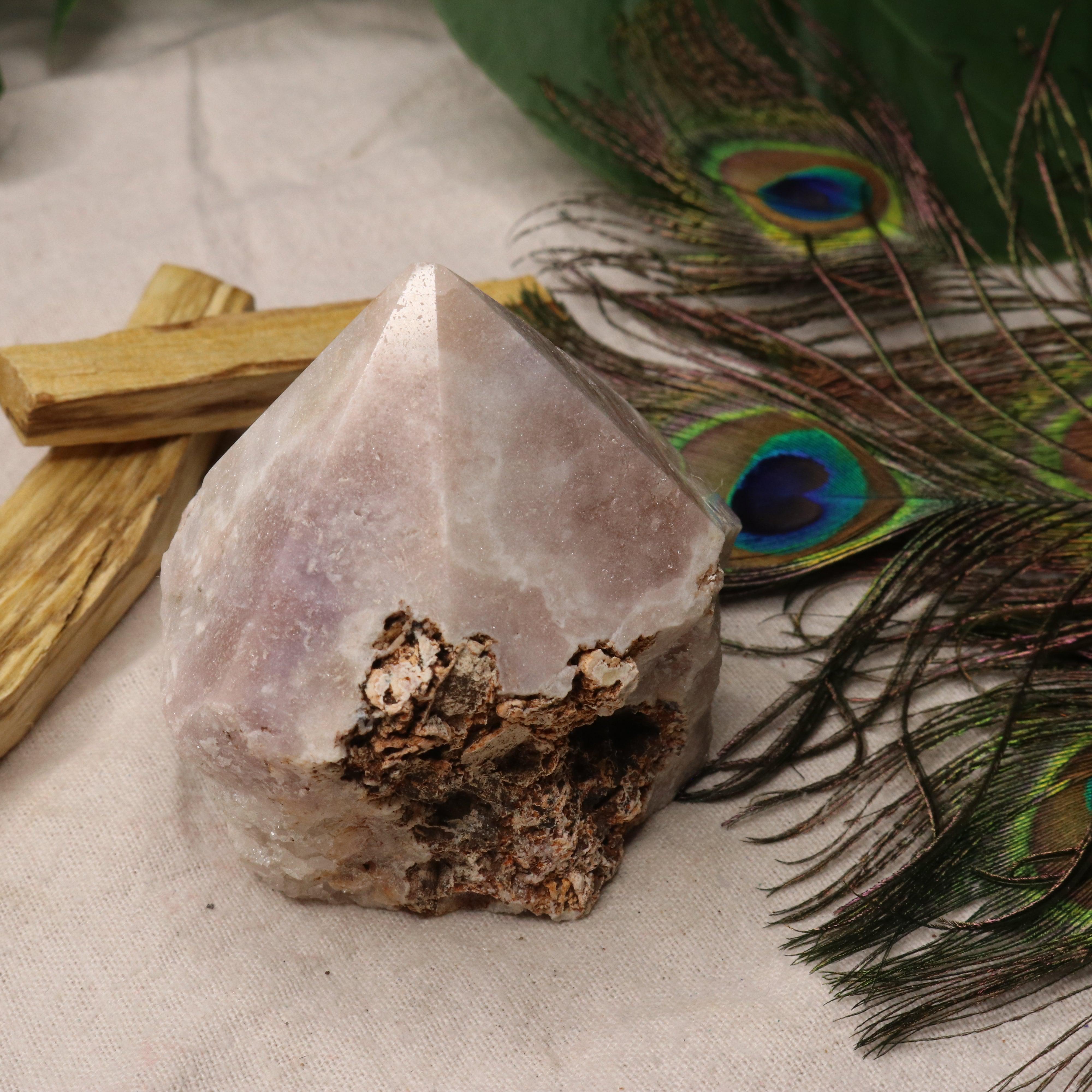 Beautiful Pink Lavender Amethyst Point with Sparkling Druze  ~ Grid Focal Point for Healing Energies - Earth Family Crystals