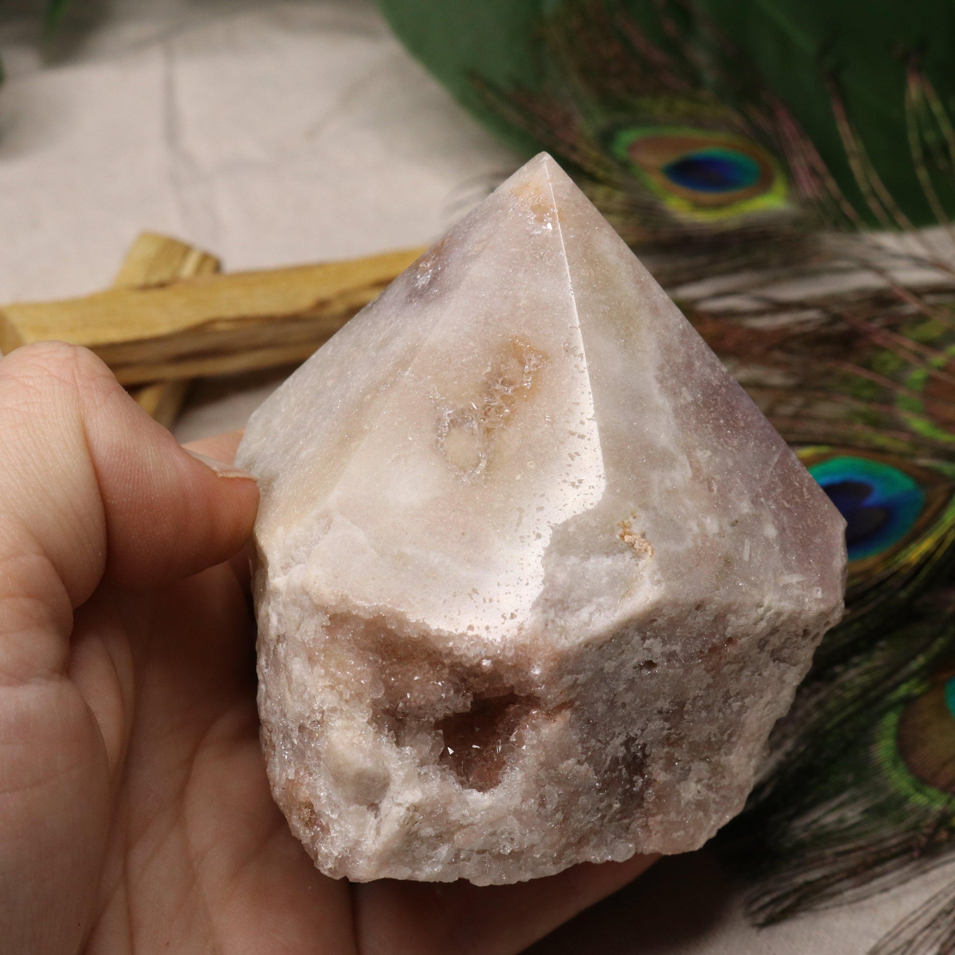 Beautiful Pink Lavender Amethyst Point with Sparkling Druze  ~ Grid Focal Point for Healing Energies - Earth Family Crystals
