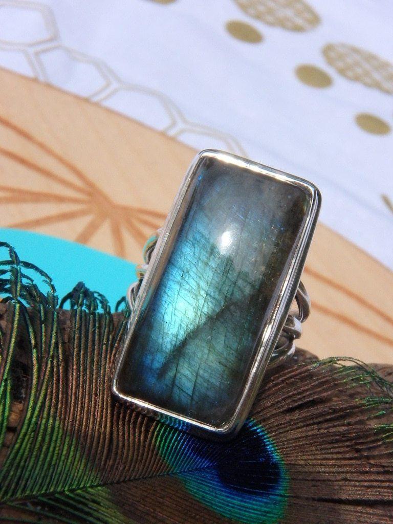 Chunky Blue Flashes~Labradorite  Ring In Sterling Silver (Size 5.5) - Earth Family Crystals