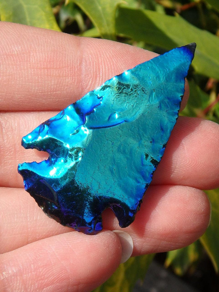 Vibrant Cobalt Blue & Green Titanium Coated Arrowhead* - Earth Family Crystals