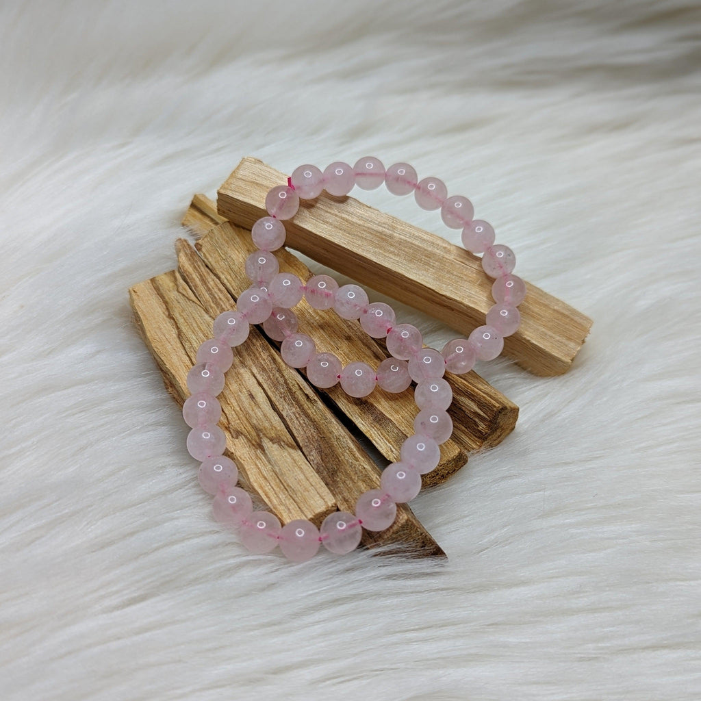 One Candy Rose Quartz Gemstone Bracelet on Stretchy Cord - Earth Family Crystals