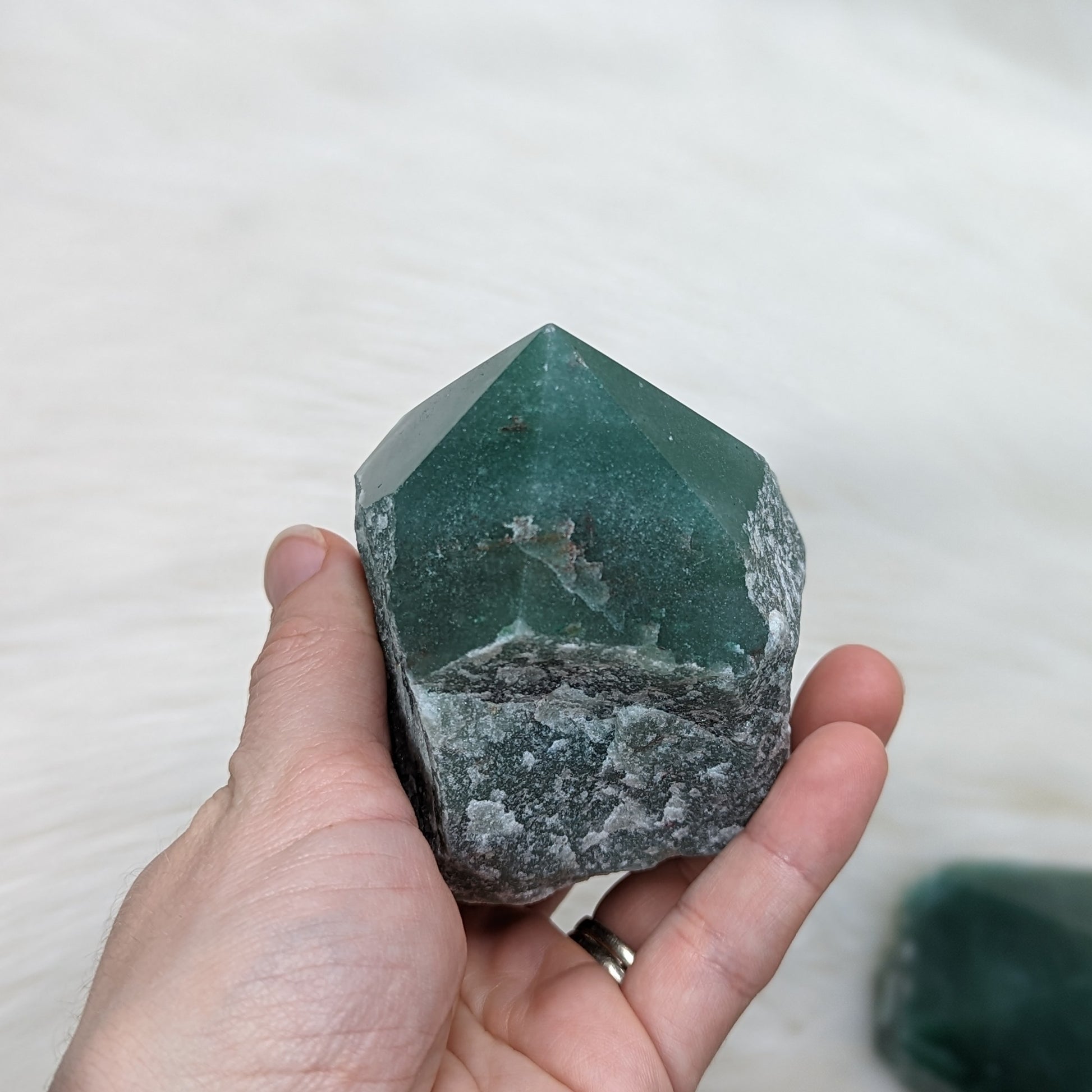 Dark Green Aventurine Polished Generator Point #3 - Earth Family Crystals