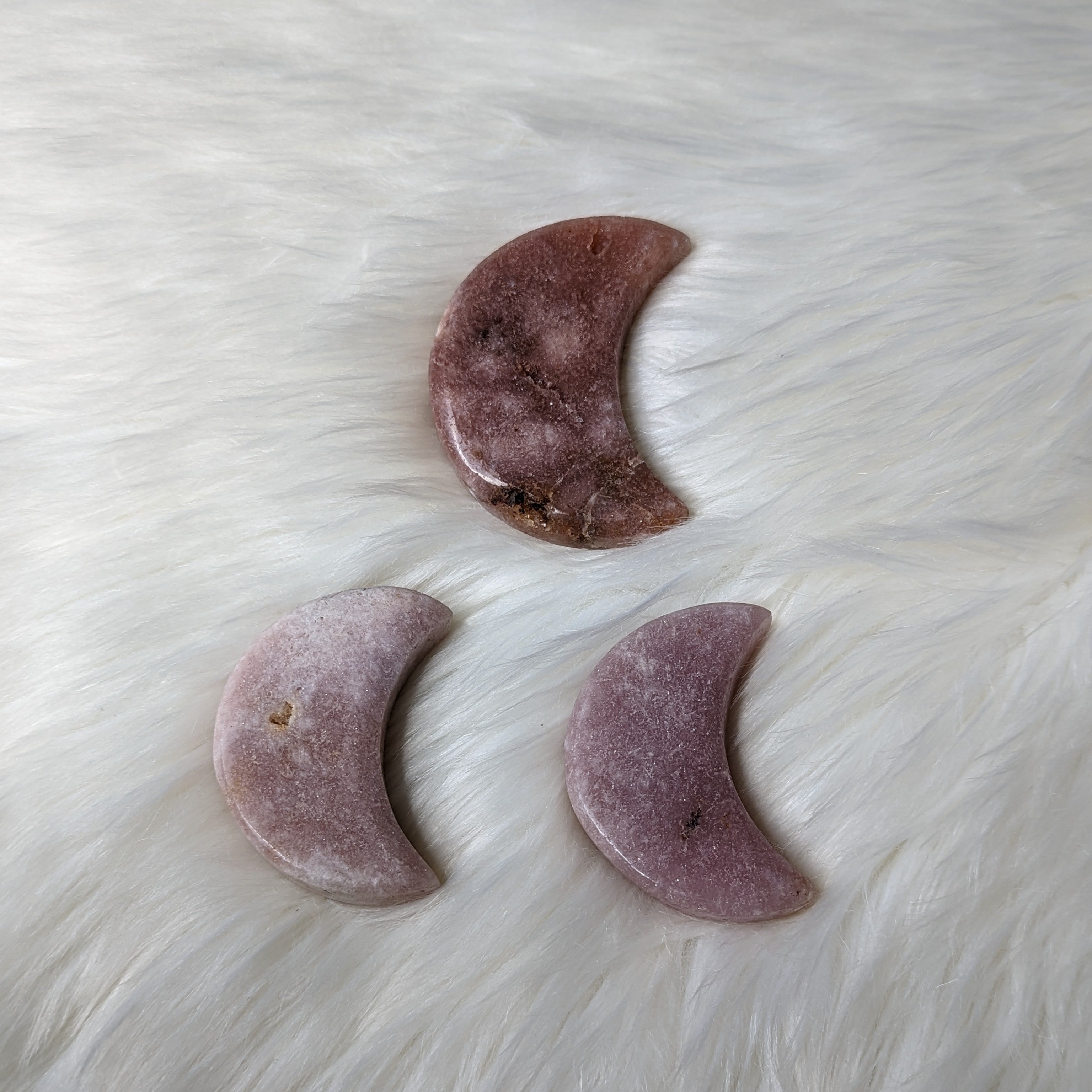 One DREAMY Pink Amethyst small Crescent Moon Carving - Earth Family Crystals