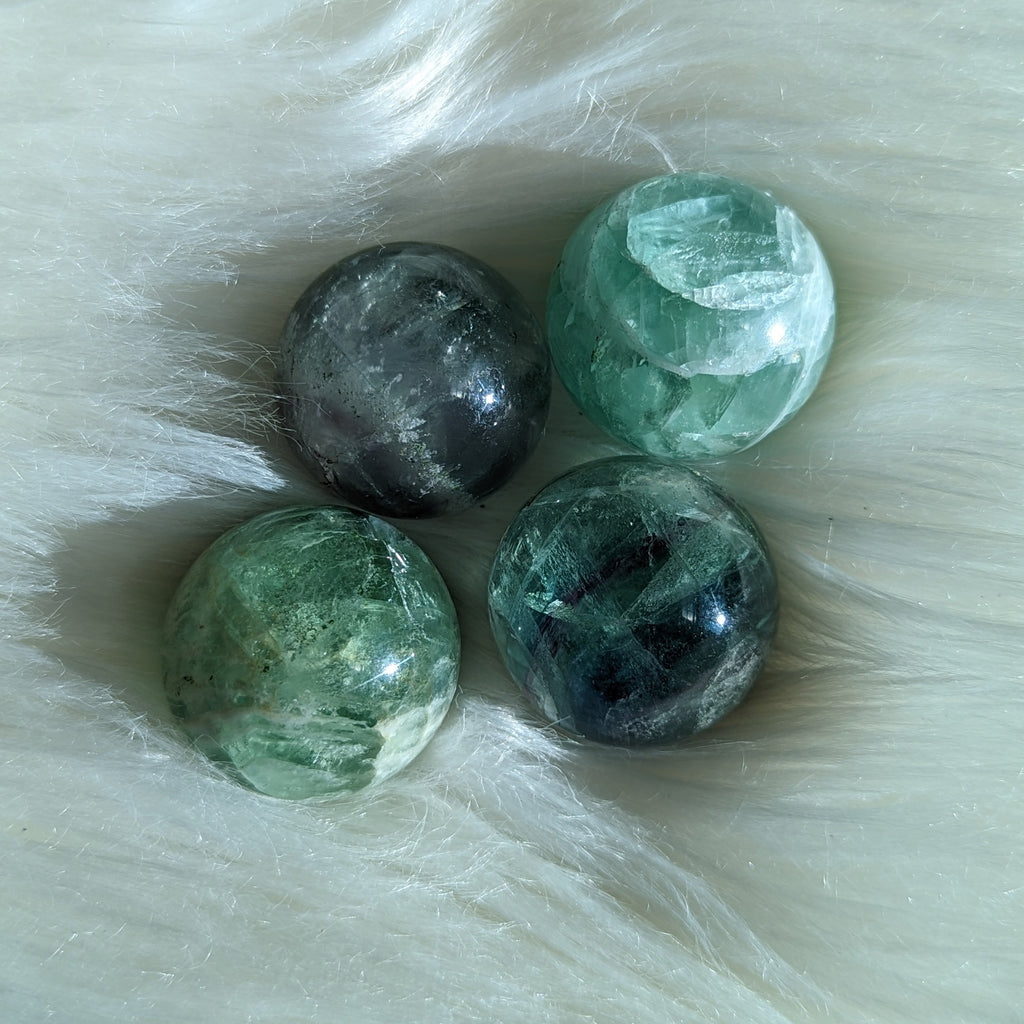 Adorable and Healing Blue / Green Flourite Spheres (one) - Earth Family Crystals