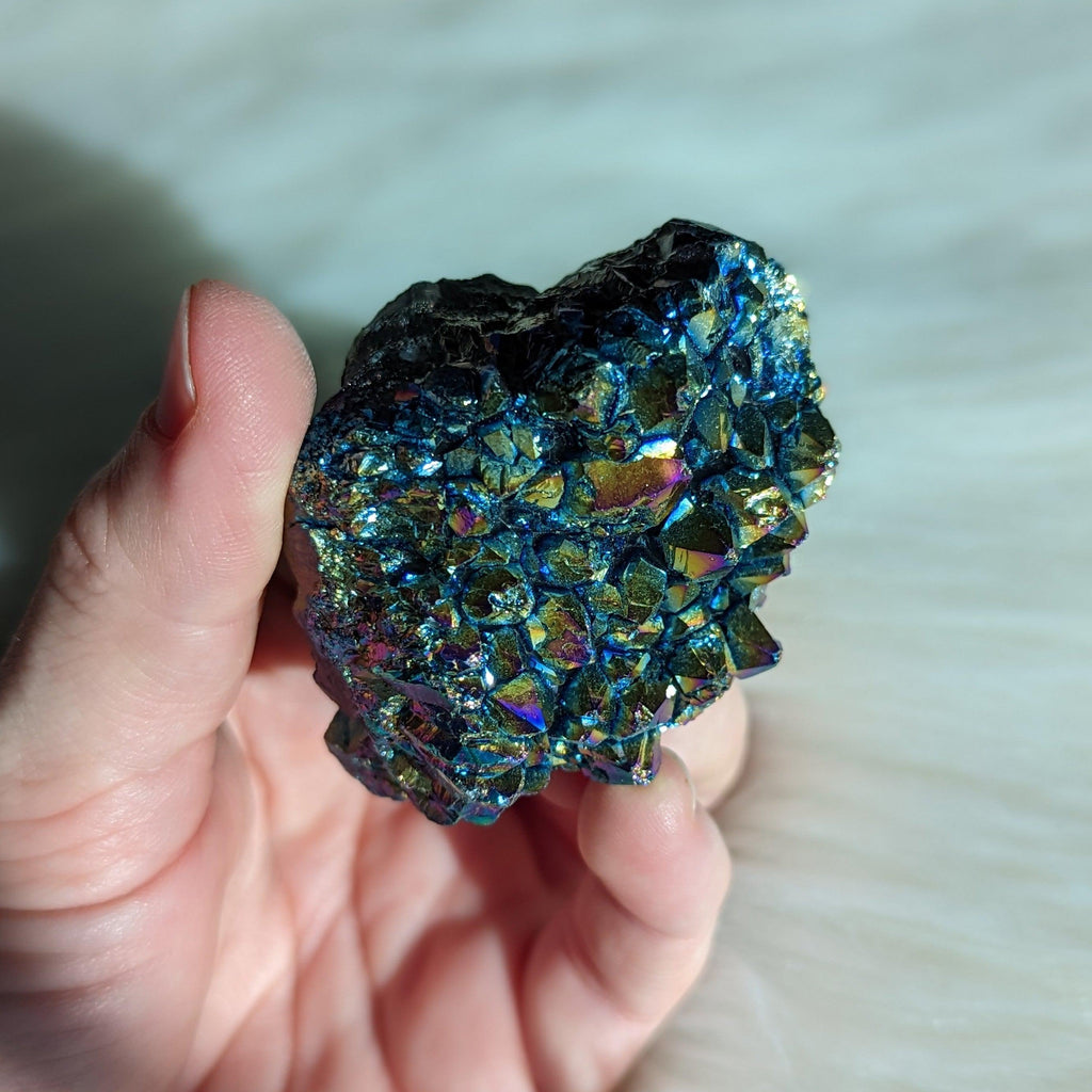 Titanium Rainbow Aura Amethyst Cluster #8~ Vibrant and Energetic - Earth Family Crystals