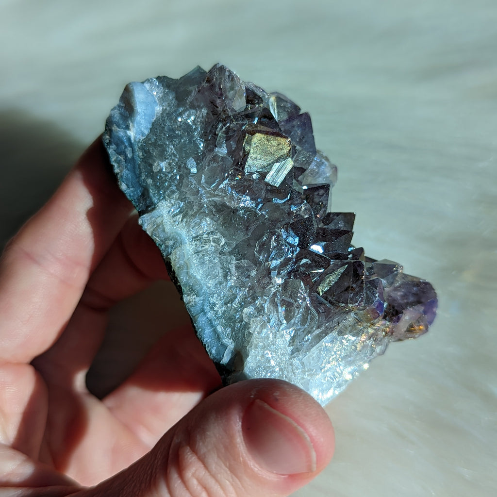 Titanium Rainbow Aura Amethyst Cluster #13~ Vibrant and Energetic - Earth Family Crystals