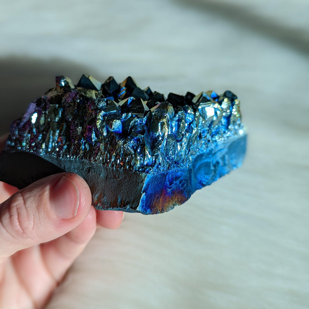 Titanium Rainbow Aura Amethyst Cluster #14~ Vibrant and Energetic - Earth Family Crystals