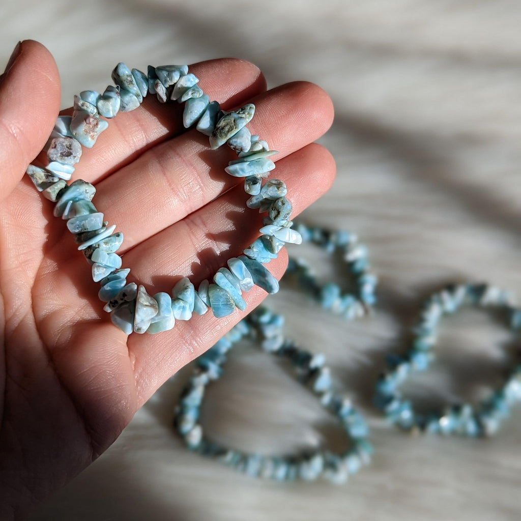 Larimar Chip Stretchy Bracelet - Earth Family Crystals