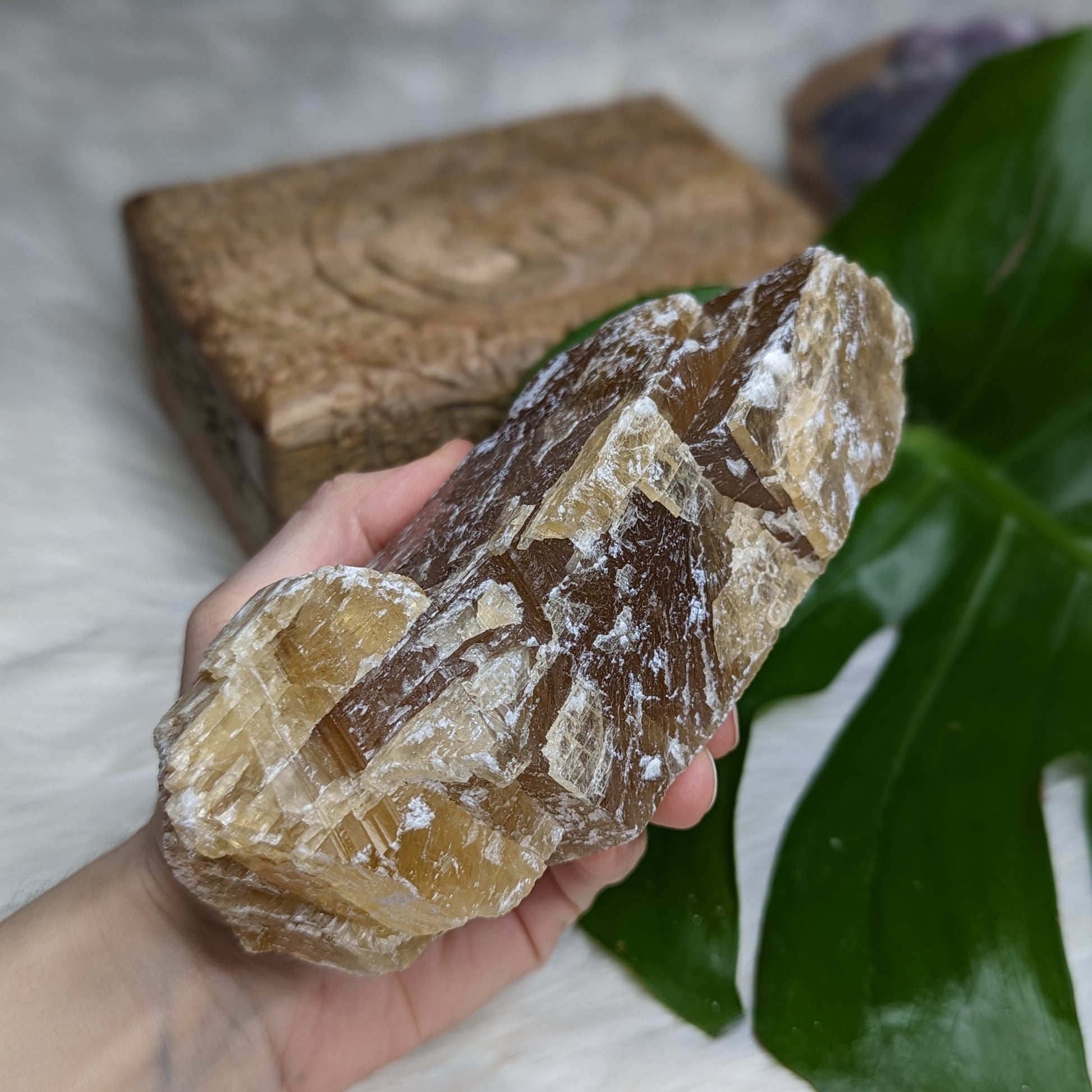 Honey Calcite from Mexico - Earth Family Crystals