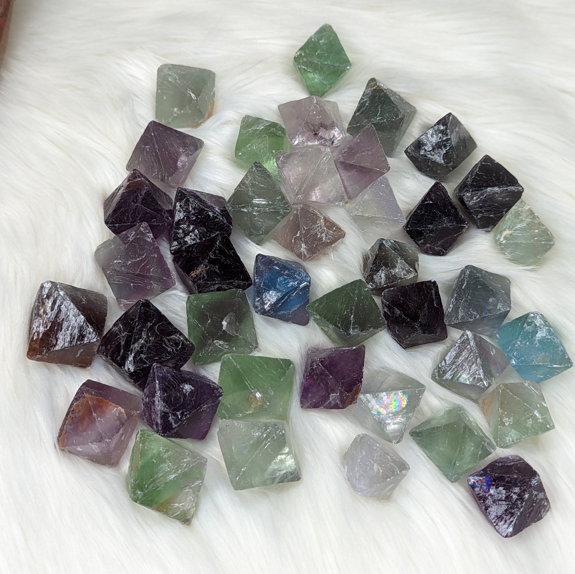 Flourite Octohedrons ~ Set of Five ~ Vibrant and Energetic - Earth Family Crystals