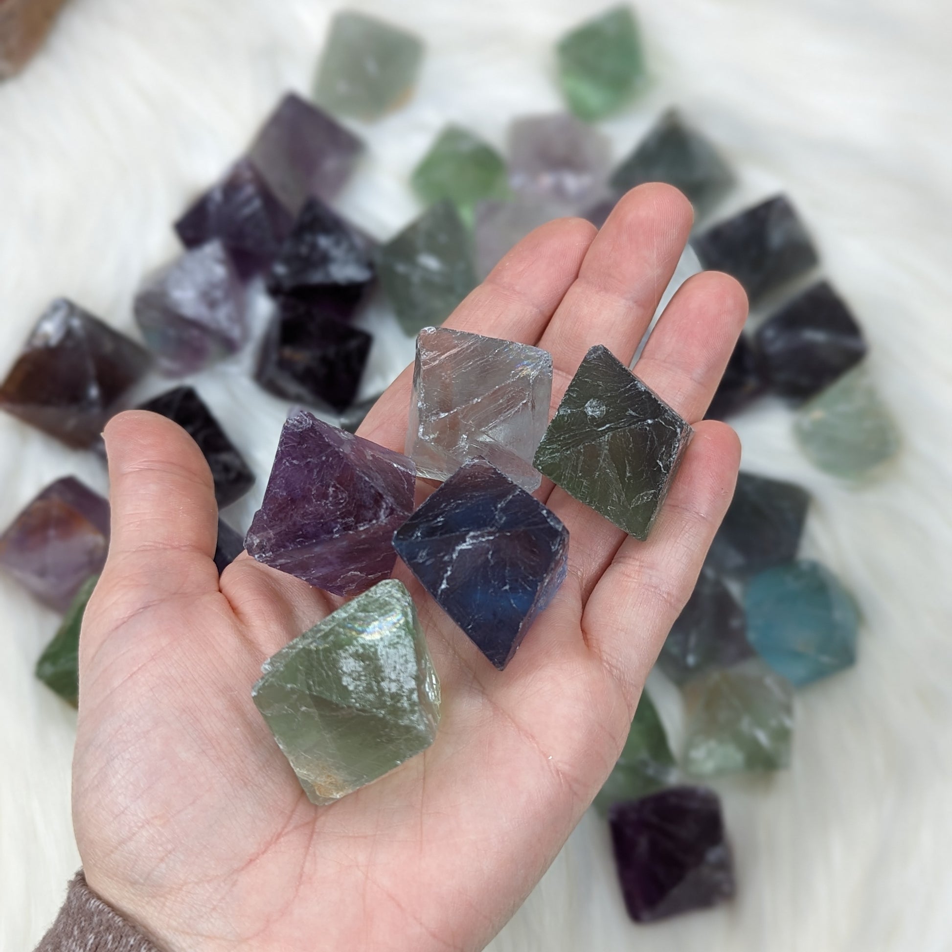 Flourite Octohedrons ~ Set of Five ~ Vibrant and Energetic - Earth Family Crystals