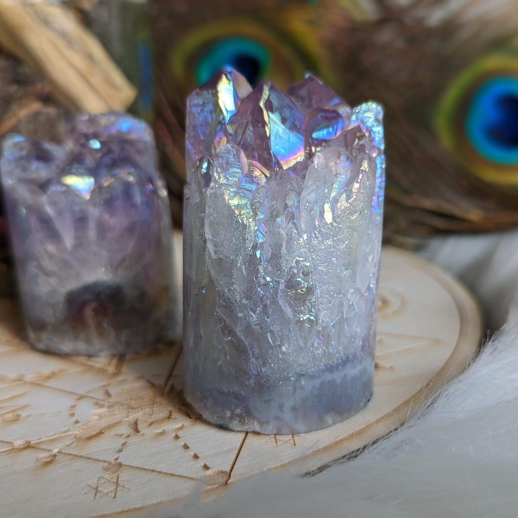 Angel Aura Infused Amethyst Cylinder Geode Carving #4 - Earth Family Crystals