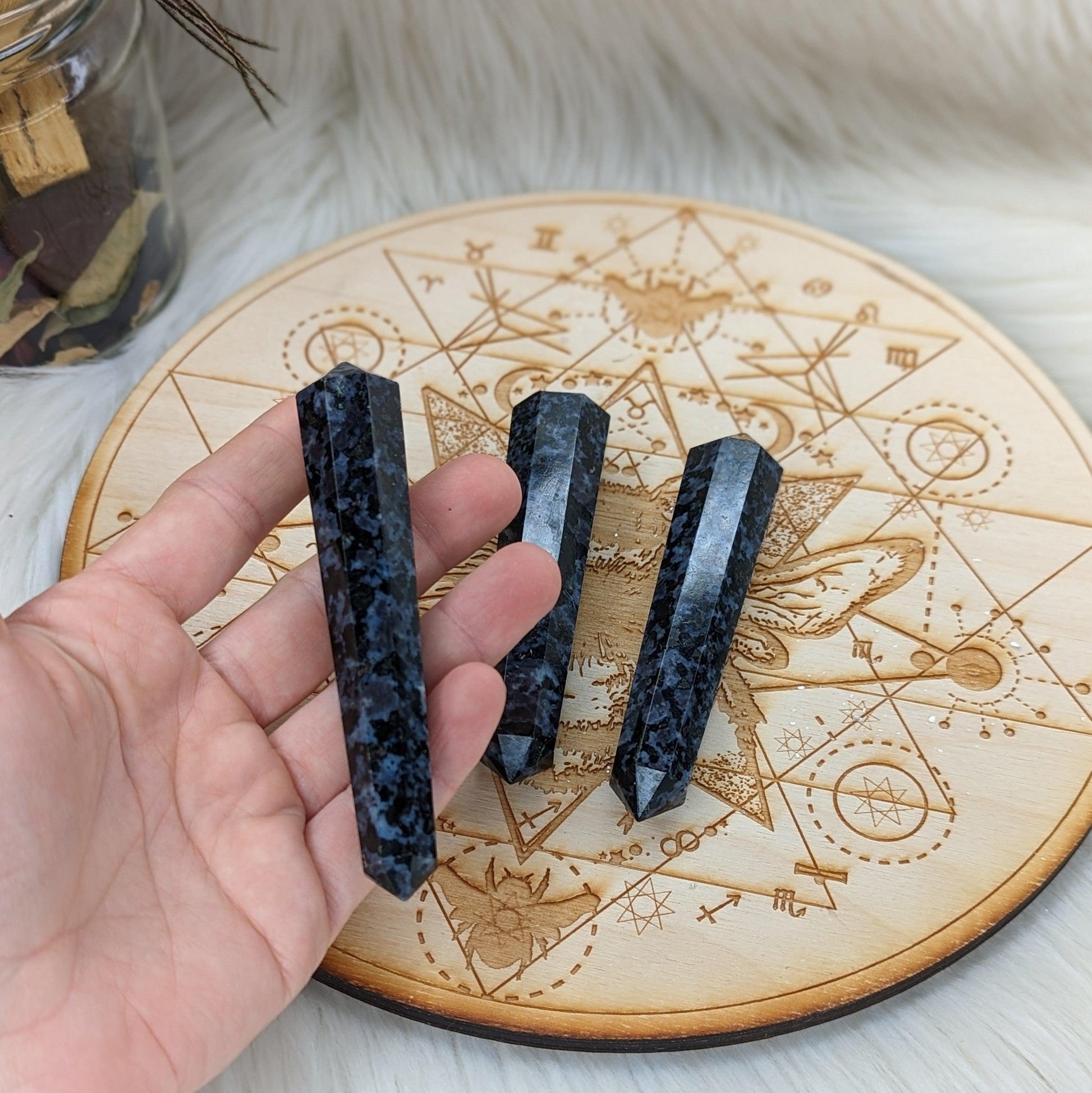 Indigo Gabbro Healing Wand Carving ~ Stone of Alchemy - Earth Family Crystals