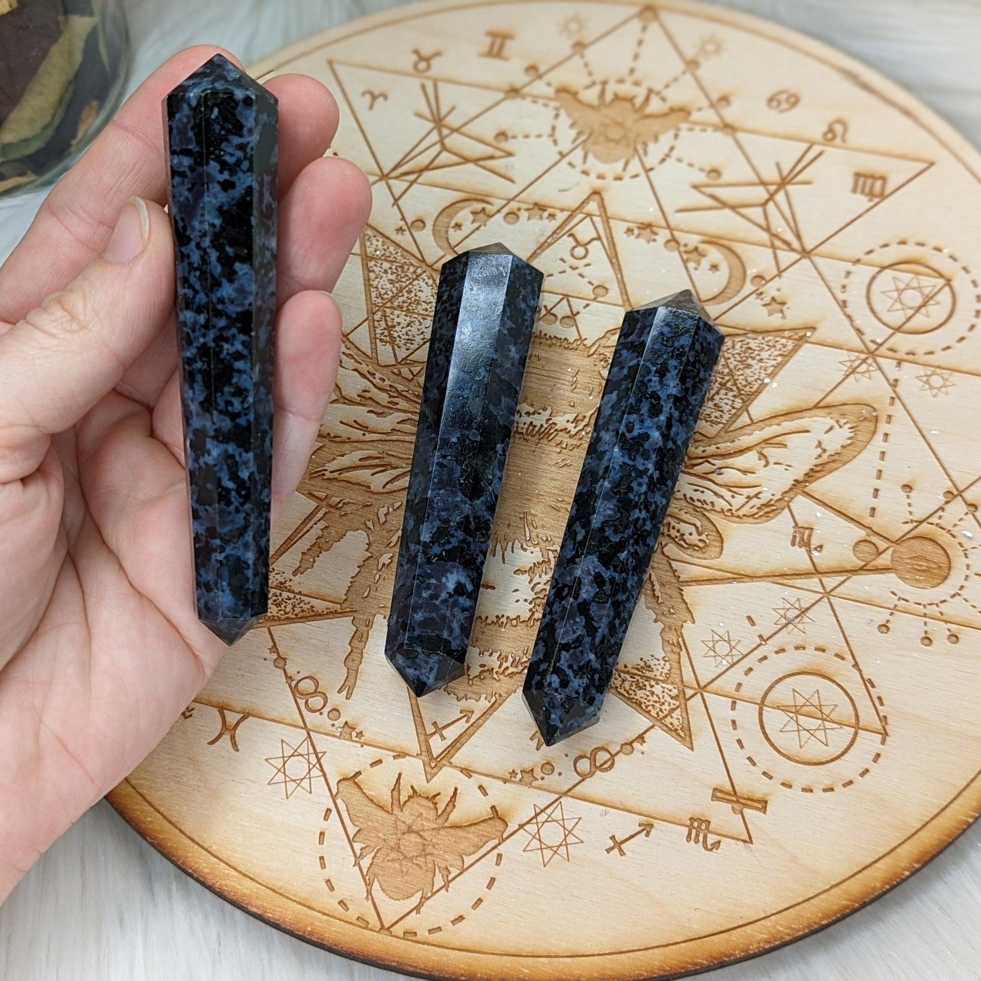 Indigo Gabbro Healing Wand Carving ~ Stone of Alchemy - Earth Family Crystals