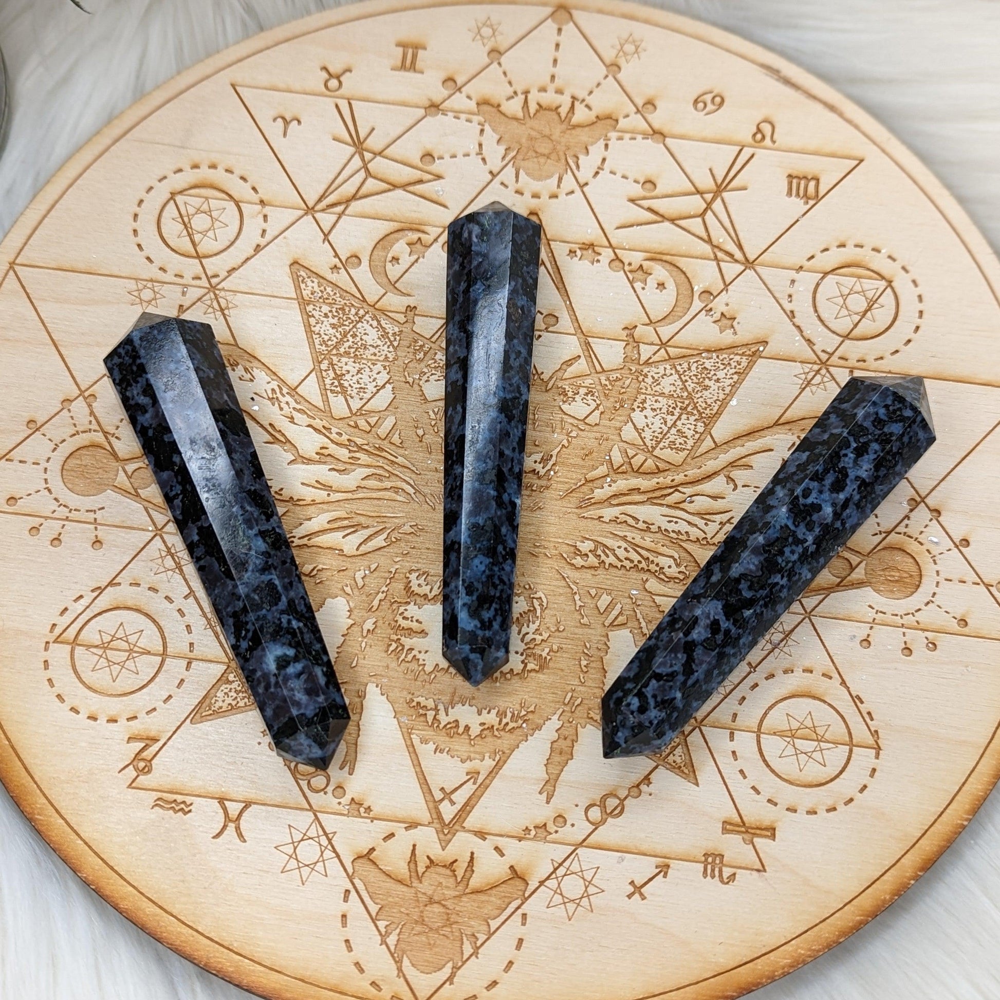 Indigo Gabbro Healing Wand Carving ~ Stone of Alchemy - Earth Family Crystals