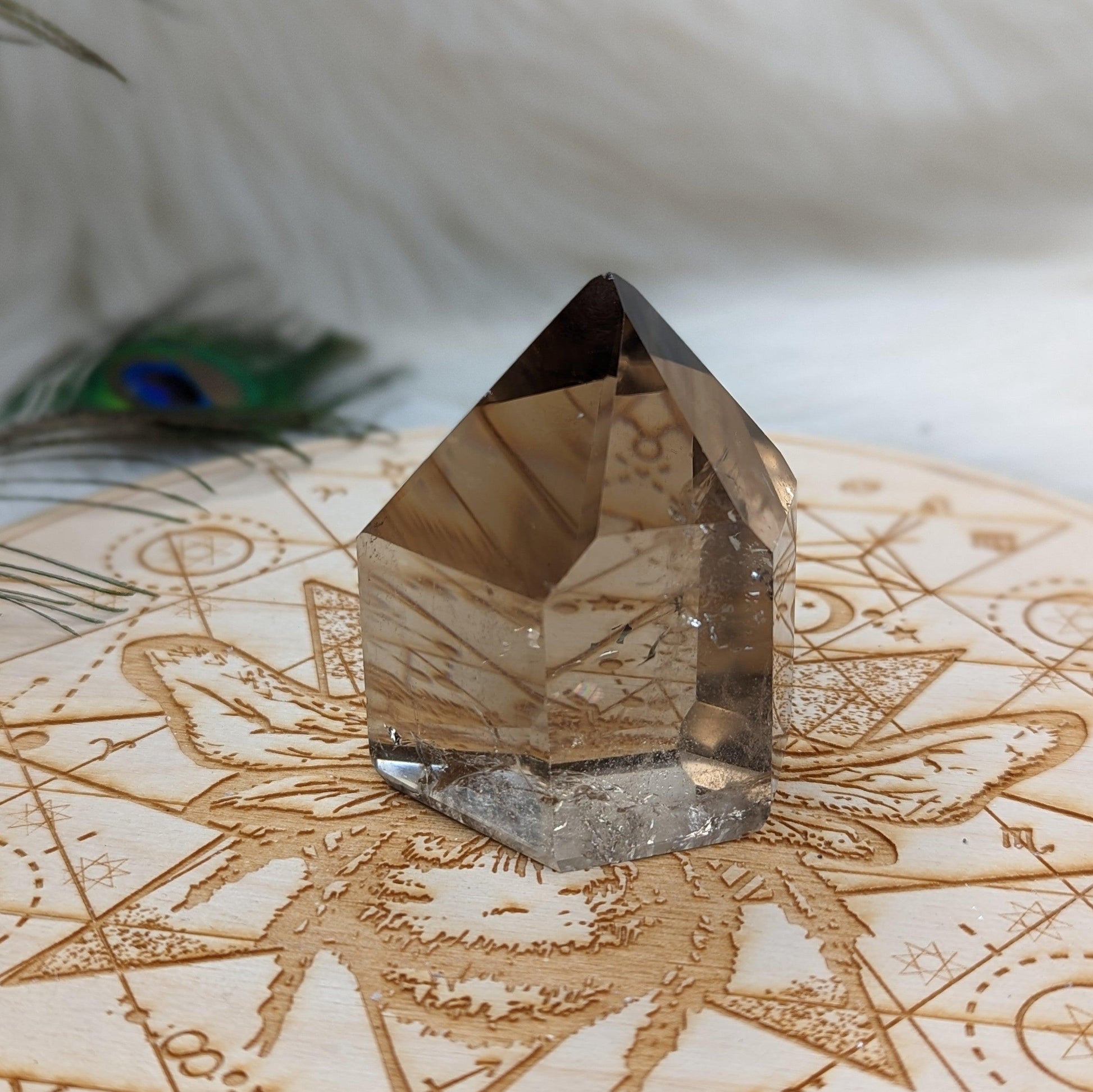 Stunning Clear Smoky Quartz Polished Point ~ Protective and Grounding Display Point ~ - Earth Family Crystals