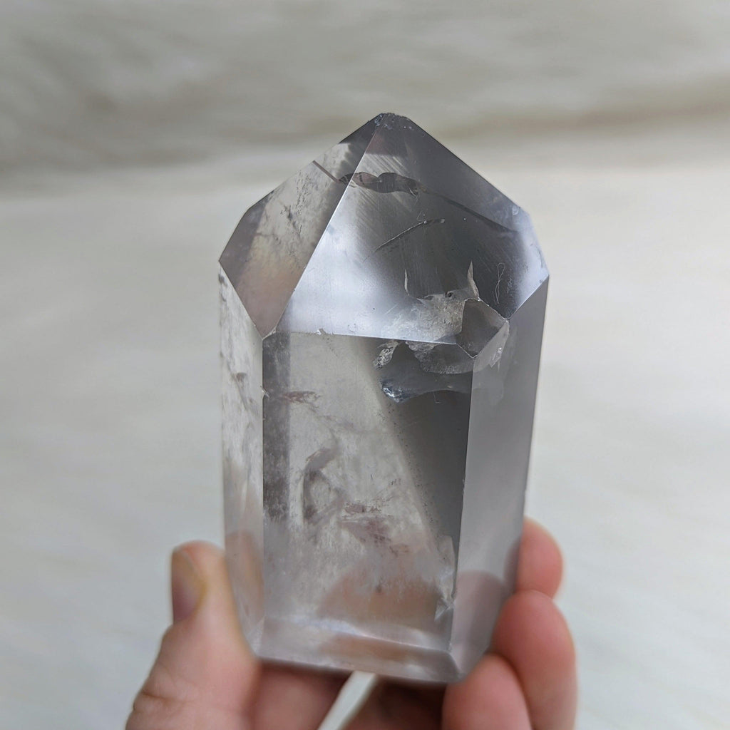 Amazing~ Clear with Grey Phantoms~ Clear Quartz Polished Point ~AA Grade from Brazil - Earth Family Crystals