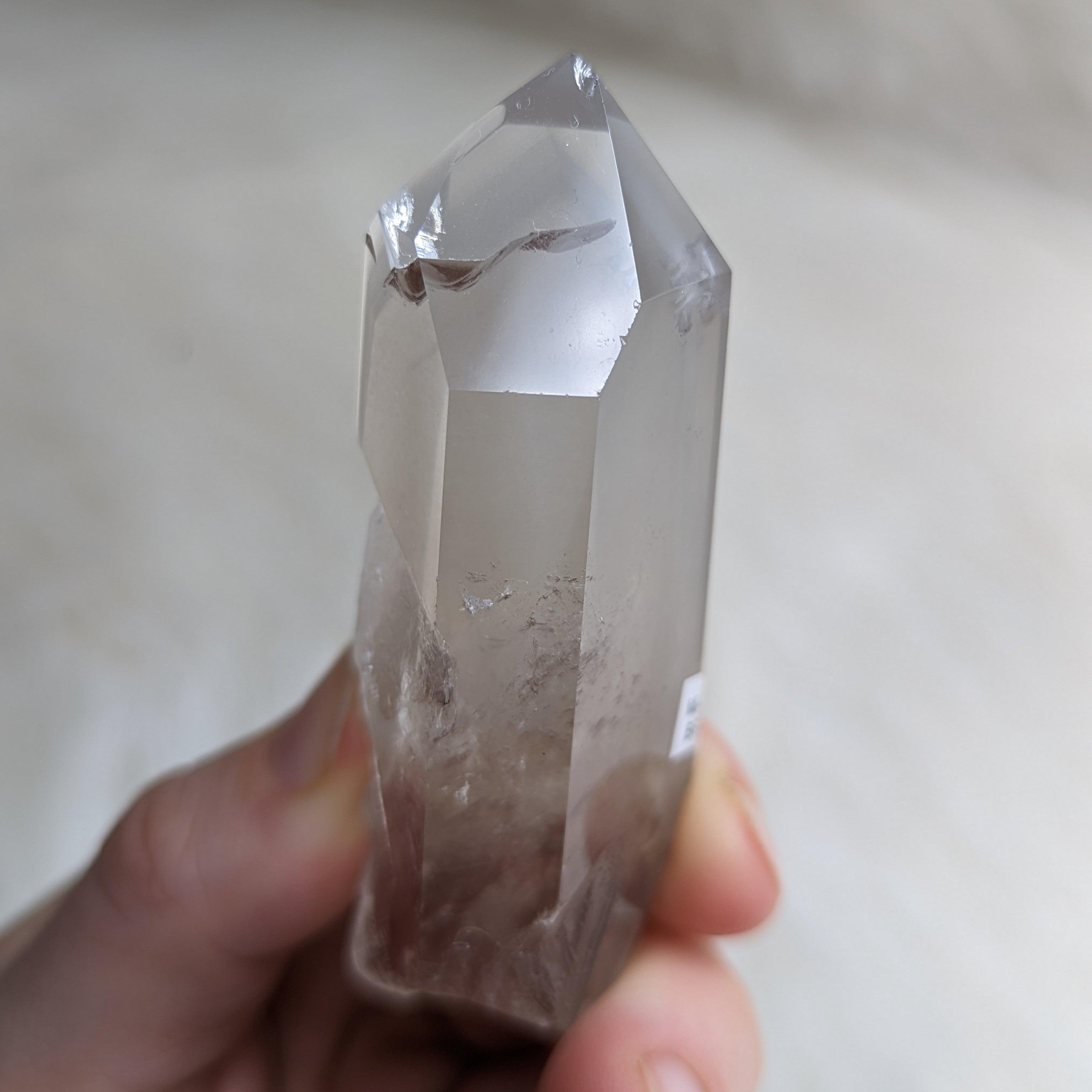 Gorgeous Rainbow Inclusion~ Ultra Clear Quartz Phantom Polished Point ~AA Grade from Brazil - Earth Family Crystals