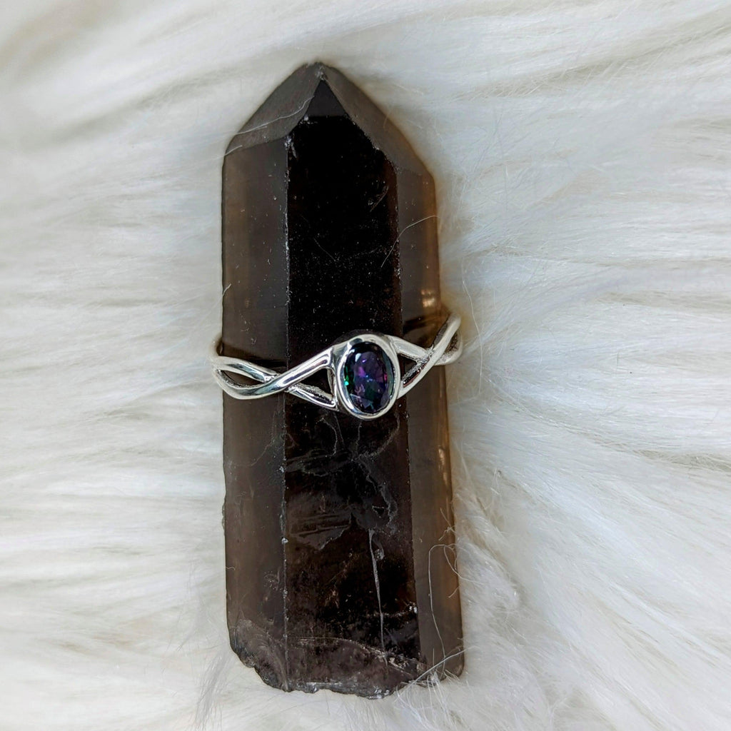 Mystic Topaz ~ Sterling Silver Twist Ring - Earth Family Crystals