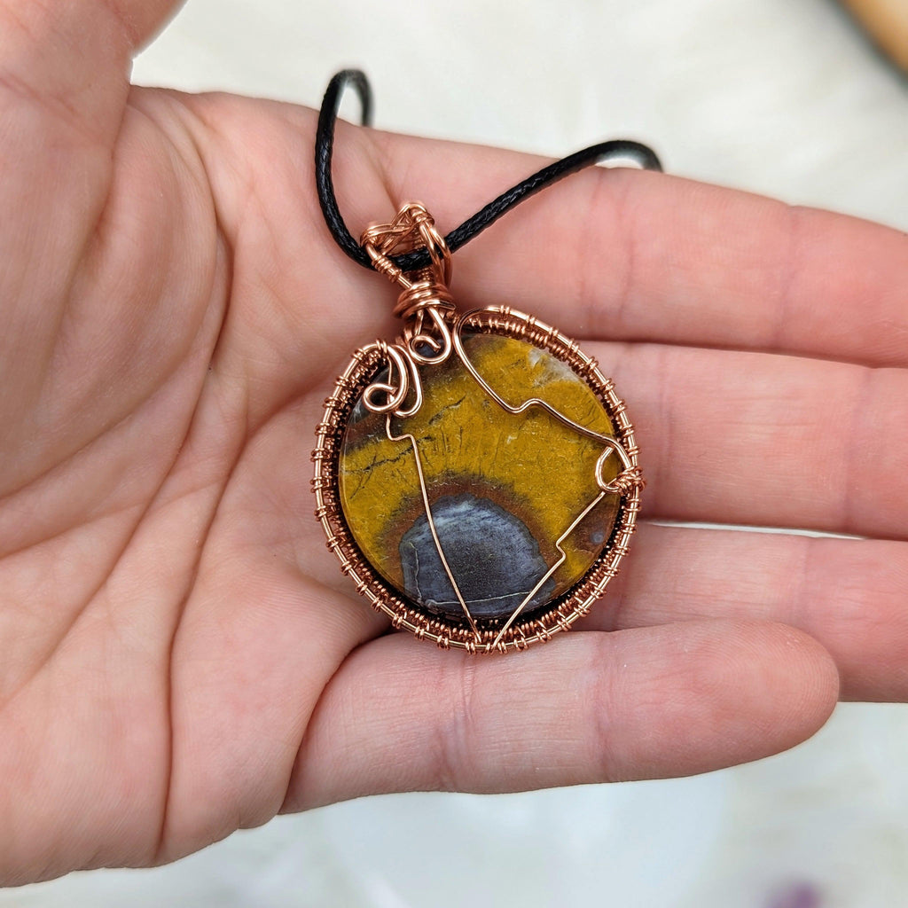 Gorgeous and Rare Orbicule Jasper Copper Wrapped Pendant with Necklace Cord - Earth Family Crystals