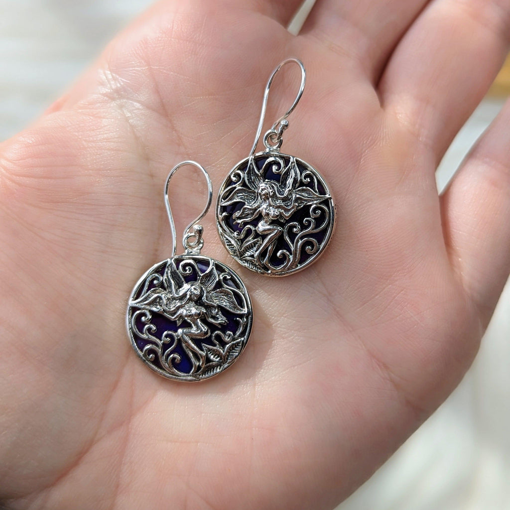 Fairy Earrings ~ Sterling Silver with Abalone~ Natural and Purple - Earth Family Crystals